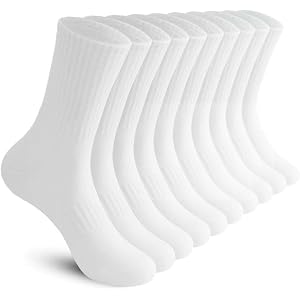 Rehelu Mens Crew Socks Thin Cotton Athletic Running Gym Long Socks 5 Pairs