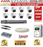 HIKVISION Full HD 5MP Cameras Combo KIT 8CH HD DVR+ 8 Dome Cameras +2TB Hard DISC+ Wire ROLL +Supply & All Required CONNECTORS