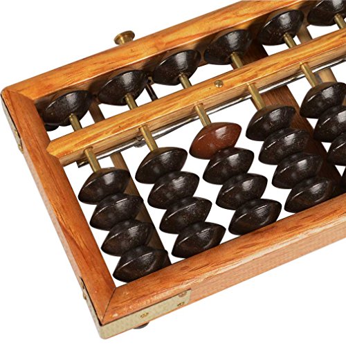 Vintage Style Wooden Abacus, Soroban Calculator with Reset Button, 13.75 Inches, 17 Column
