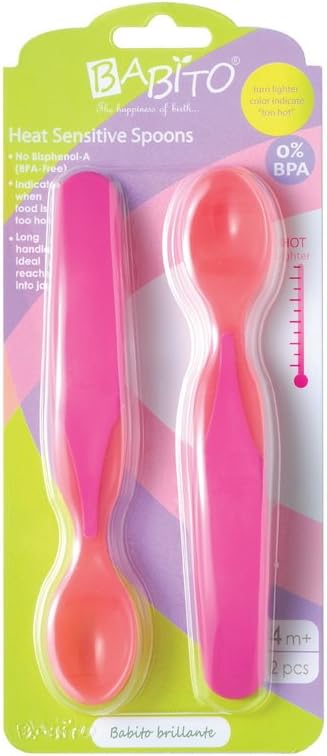 BABITO 2 Heat Sensing Spoons Pink