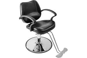 Winado Beauty Salon Barber Chair with 6'' Adjustable Seat Height & 360 Degree Rolling, Supports up to 330 lbs Heavy Duty Hydraulic Salon Chair for Men and Women Hair Stylists, Black