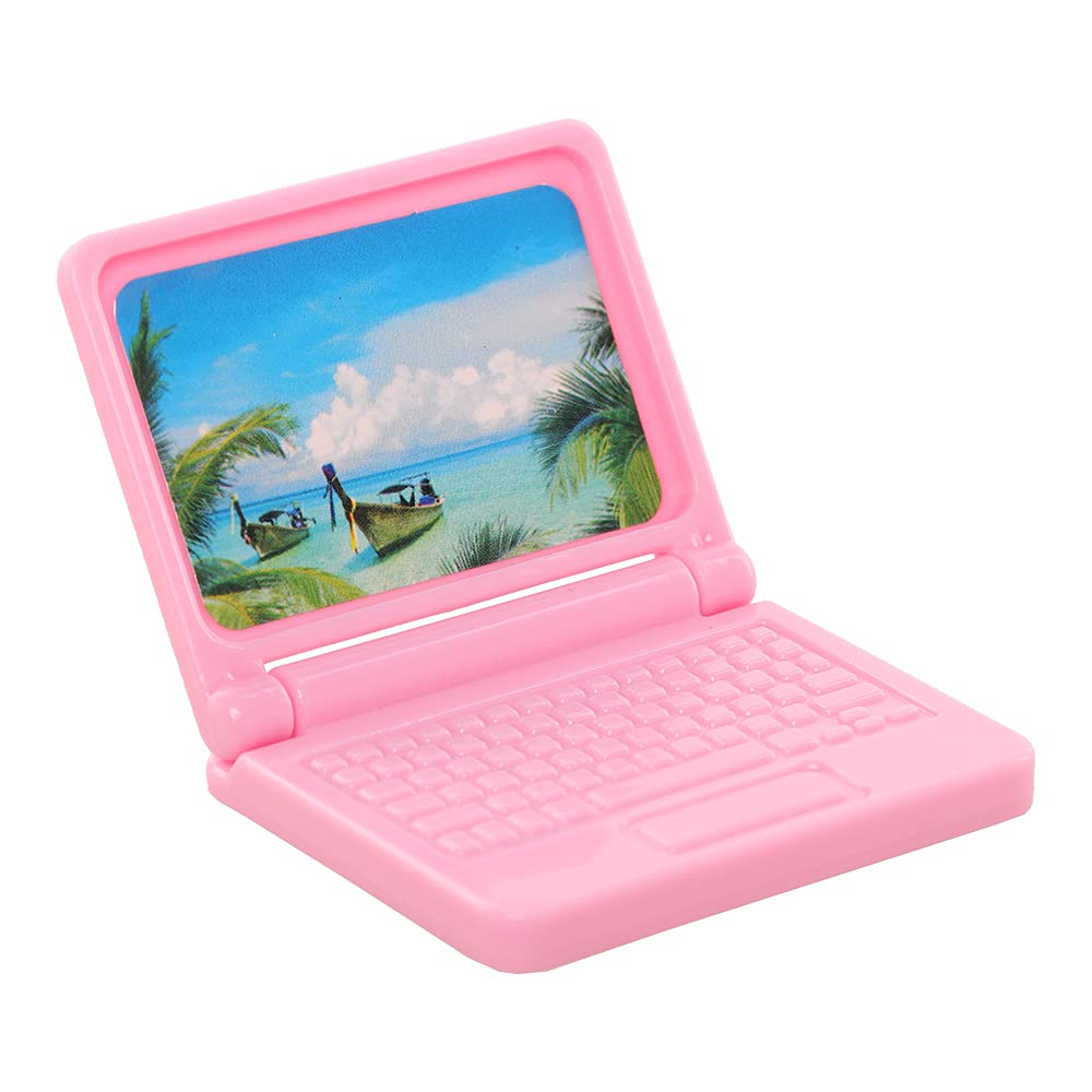 ENOCHT 9 Pack Small Size Laptop Computer Tablet Phone Pad Glasses and Headset Doll Playset Simulation Accessories for 11.5 Inch Doll (Pink)