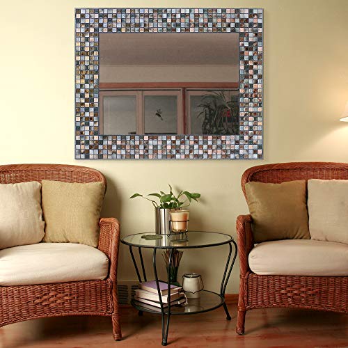 Headwest 1211 Earthtone CopperBronze Mosaic Tile Wall Mirror, 24