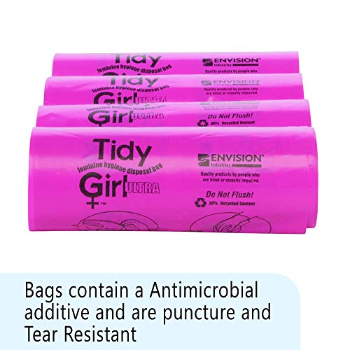 Envision TGUF TidyGirl Feminine Hygiene Disposal Bag Refills, Antimicrobial Additive, Odor Control, 30% Recycled Content, Pink (Pack of 600) - Thumbnail 3