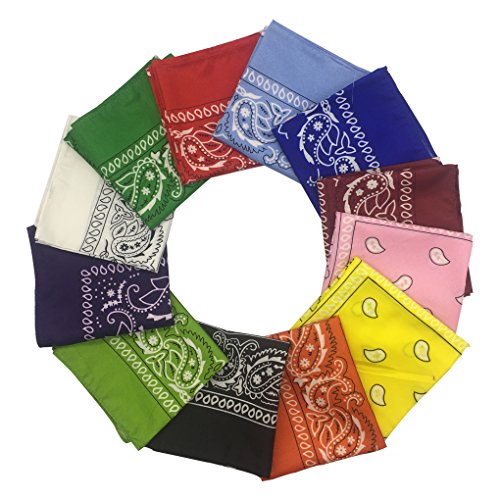 12 Pieces Bandana - HYHP Cowboy Bandana Headscarf Bandanas (12 Colors, One Piece for Each Color)