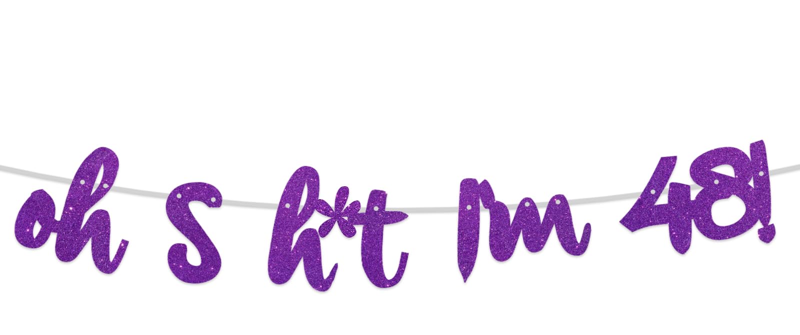 Oh S*it I’m 48! Banner Backdrop Glitter Purple
