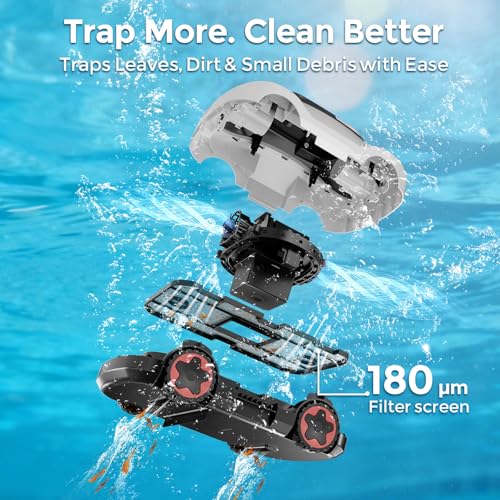 OUCAXIA C5 Cordless Robotic Pool Cleaner with 180-Min Runtime, 2.7L Large-Capacity Filter Basket, Self-Parking & Lightweight Design, for Above-Ground & In-Ground Pools up to 2,200 Sq.Ft (Snow)