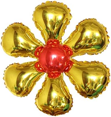 3 pieces x 18inches flower metallic foil helium Balloons for Birthday wedding Party Decoration (Gold)