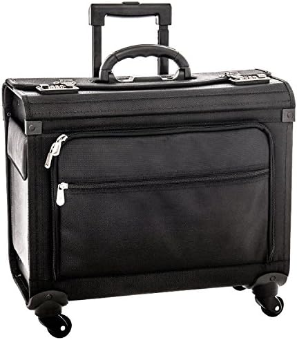 Pilot Case Trolley Black 4 Four Wheels Polyester Wheeled Notebook Compartment