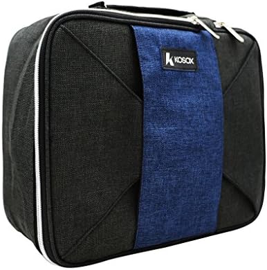 KOSOX Thermal Insulated Lunch Tote Cooler Bag Unisex Lunchbox with Adjustable Shoulder Strap(Black Blue)