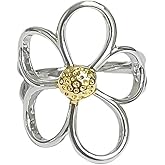 Kokoma Hollow Daisy Flower Ring for Women Minimalist Petals Floral Bow Stacking Rings Promise Wrap Finger Band Open Statement Ring Dainty Jewelry