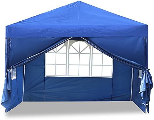 US PIEDLE 10 x 10ft Easy Pop up Canopy Tent Large Heavy Duty Tent Folding Instant Canopy Gazebo Wedding Party Commercial Outdoor Shelter,4 Removable Sidewalls and Carry Bag Waterproof (Blue)