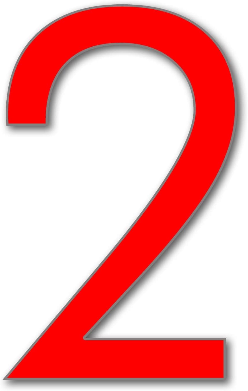 Address Signs - House Number 2 FUTURA Door Numbers 3 Sizes (15, 20, 25cm / 5.9, 7.8, 9.8in) Art Deco Floating Address Acrylic incl. Fixings Easy to Read, Colour:Red, Size:25cm / 9.8'' / 250mm