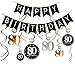 Leo Home 80th Birthday Decorations Kit- Gold Glitter Happy Birthday Banner & Sparkling Celebration 80 Hanging Swirls-80th Anniversary Decorations