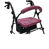 Crutcheze Pink Zebra Rollator Walker Seat and Backrest Covers Designer Fashion Accessories Made in USA