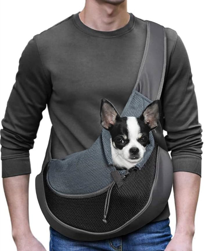 SIQITECHUK Pet Sling Carrier Bag Hands Free Doggie Cat Bag Dog Papoose Front Carrier Pet Shoulder Carry Bag Tote Bag Small Dog Pouch Carrier Breathable Mesh with Adjustable Shoulder Strap Below 10lbs