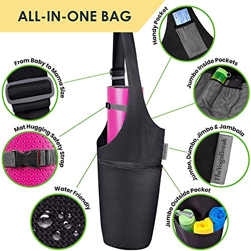 TheYogaBreak-Yoga-Mat-Bag-Carrier-for-Women-and-Men-Adjustable-Strap-4-Pockets-Socks-Bundle-Good-for-Fitness-Gym-Great-as-a-Gift