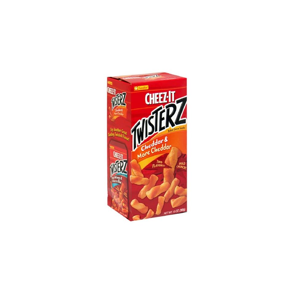 Cheez It Baked Snack Crackers, Twisterz Cheddar & More Cheddar, 13