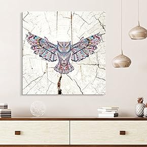 Square Tribal Owl Wood Effect