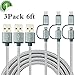 Charlemain 2-in-1 Lightning and Micro USB Cable [3 Pack 6 ft] Long Nylon Braided High Speed Sync and Charging Cable Cord for iPhone 7 6S 6 Plus/5s, iPad /iPod, Android Samsung, HTC, LG and More