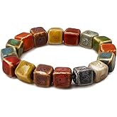 DATOA Bohemian Colorful Round Square Ceramic Beads Bracelet Boho Beaded Jewelry for Women