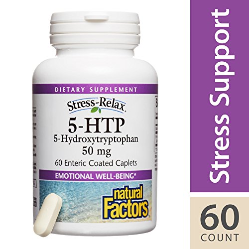Natural Factors - Stress-Relax 5-HTP 100mg, Supports Emotional Well-Being, 60 Enteric Coated Caplets