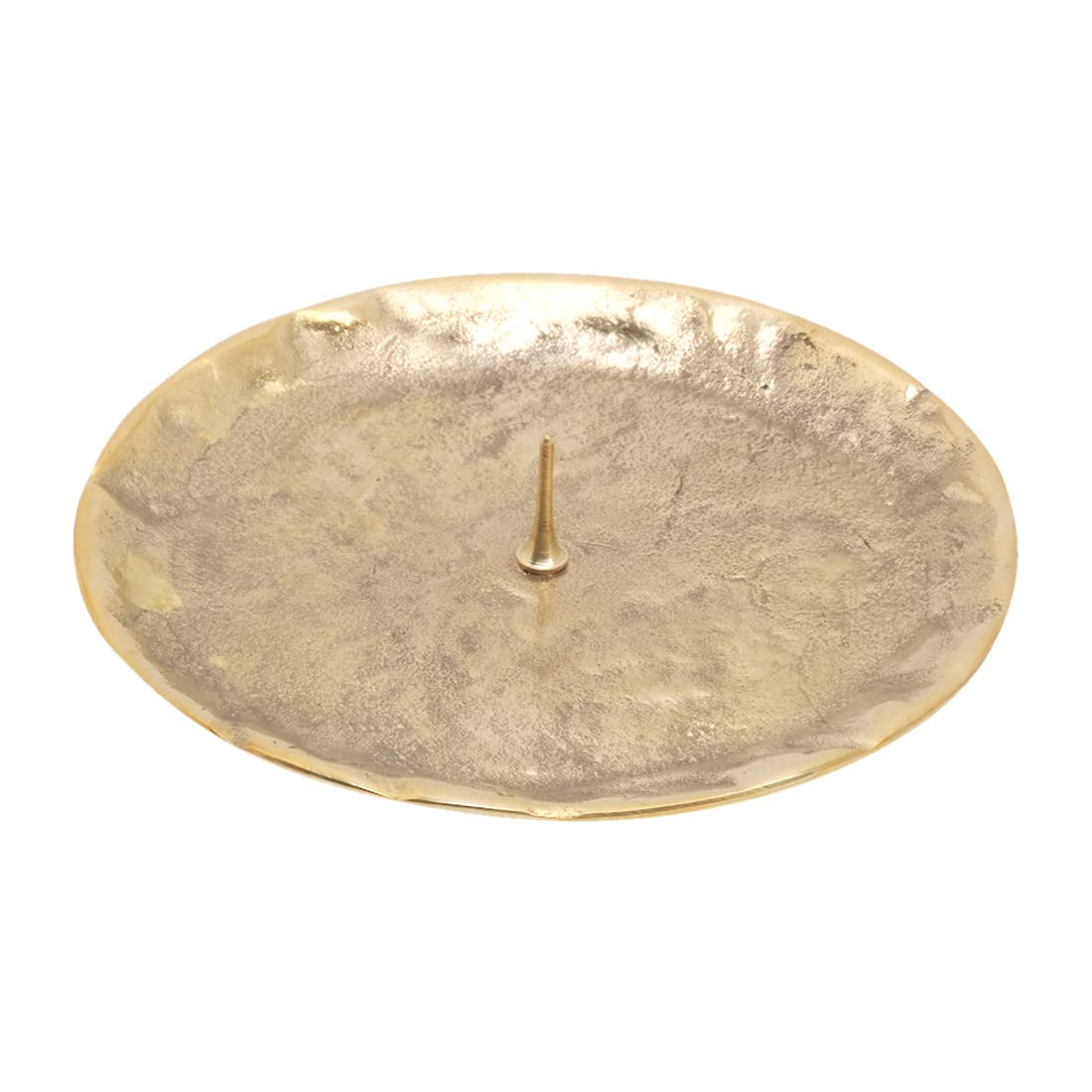 NKlaus Candle Plate with Spike Ø9 cm polished brass round candle holder deco plate 10496