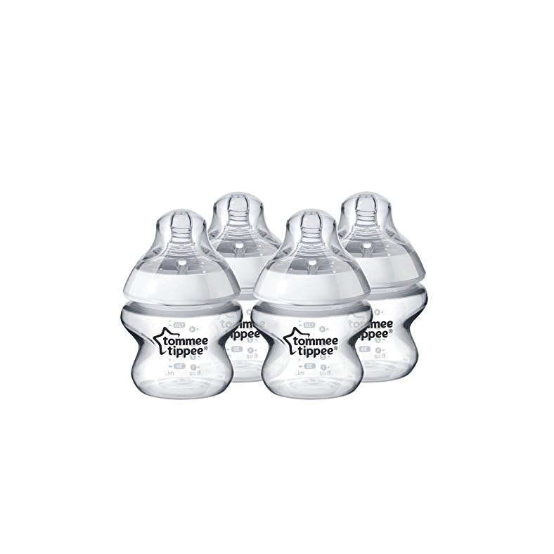 Tommee Tippee Closer To Nature Baby Bottles Extra Slow Flow Breast-Like Nipple With Anti-Colic Valve (5oz, 4 Count)