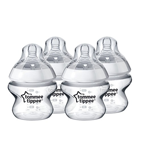 tommee tippee biberón closer to nature, anticólico, tetina similar al pecho, sin bpa, flujo extra lento, 5 onzas , translúcido 