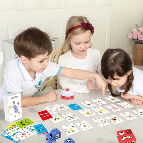 Brinquedo Educativo 3 EM 1 Cubo das Emoções com sininho - Monta cara e Pares Malucos Jogo Pedagógico Criativo e Divertido para Crianças, Meninos e Meninas, Didático Lúdico 3+ Anos Jogos de Tabuleiro