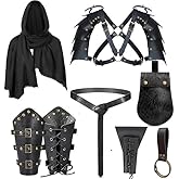 8 Pcs Mens Renaissance Costume Medieval Pirate Shawl Belt Pouch Shoulder Armor Arm Bracers Belt Sword Bag Cosplay Accessory