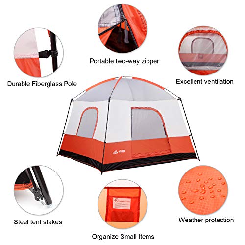 SEMOO Waterproof 4-5 Person 2 Doors 3 Season Family Cabin Tent for Camping with Carry Bag, 2000mm