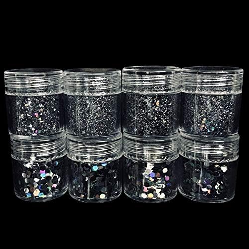 GOTONE 8 Boxes Holographic Nail Glitters Chunky Glitters, Sequins Iridescent Flakes Colorful Mixed Paillette Festival Glitter for Makeup Face Body Hair Nail Art Decoration(10ml each)-Set C