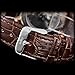 Men's Fashion Wrist Watches Automatic Mechanical Casual Watch Stainless Steel with Brown Leather Band White Dial