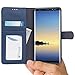 Abacus24-7 Samsung Galaxy Note 8 Case, Leather Wallet with Flip Cover, Credit Card Pockets and Stand, Blue