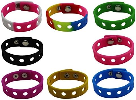diasstro 8 Pcs 8 Colors Kids Adjustable Silicone Wristband Bracelet For Fit Jibbitz Croc Shoe Charms