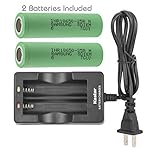 Kastar Dual Rapid Intelligent Charger & Battery 2 Pack, Samsung INR18650-25R 25R Quality Rechargeable 2500mAh (High Drain 20A) Flat Top for Electric Tools, Toys, LED Flashlights and Torch ect.