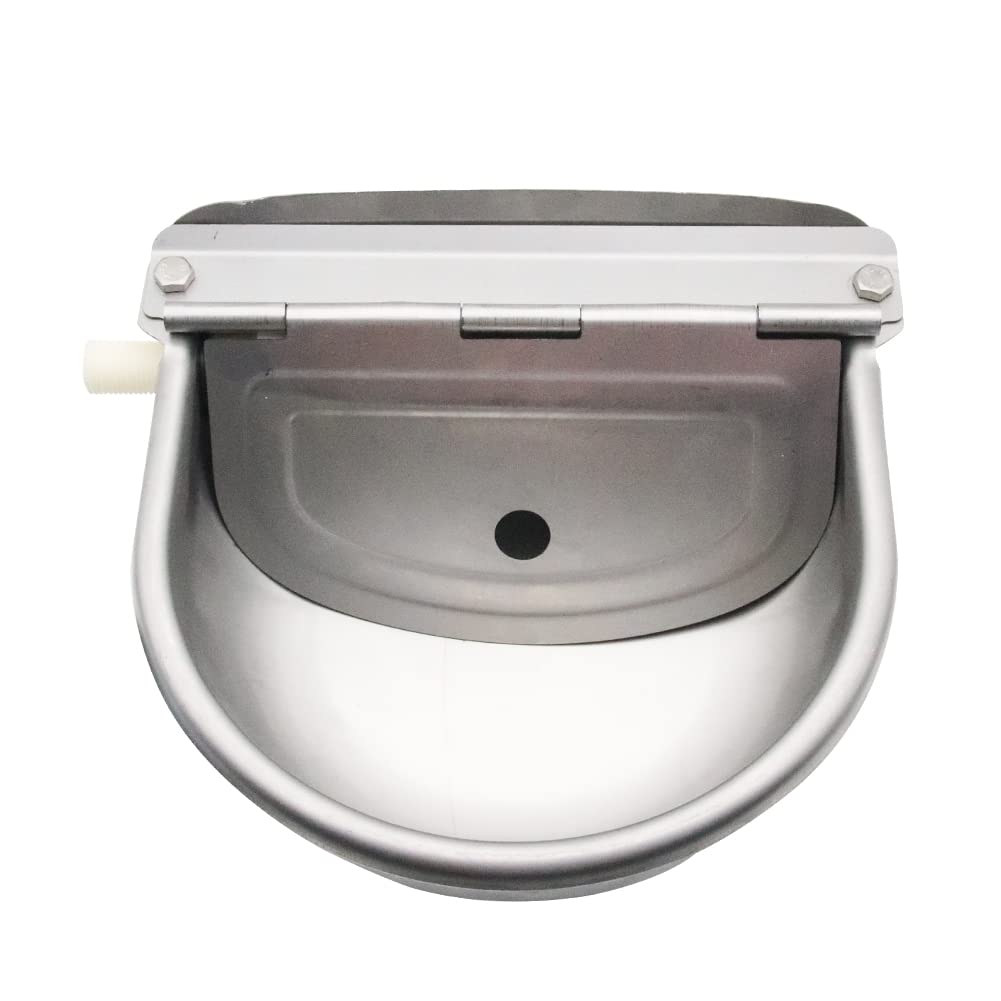 Automatic Animal Water Bowl, Stainless Steel Cattle Drinking Waterer with Float Valve Water Trough for Horse Goat Cattle Pig Dog