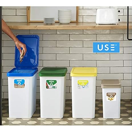USE FAMILY papeleras Recycle. Pack 4 papeleras de reciclaje cocina- 3
