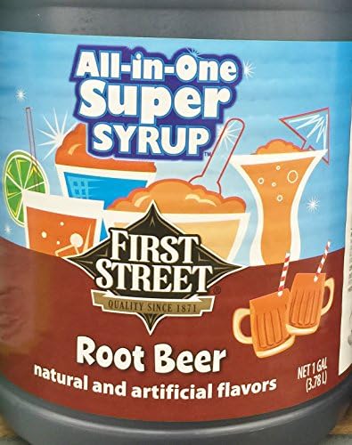First Street All In One Super Syrup Root Beer, 1 Gallon, For Snow Cone Beverage Base Fountain Syrup Slush Shaved Ice