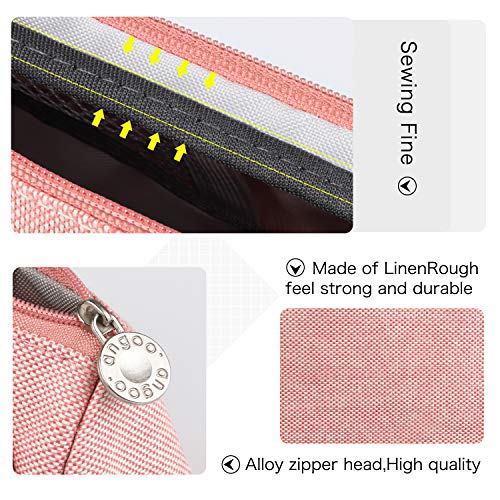 Mokani Pencil Case, Big Capacity Pencil Pen Pouch with Handle, Stationery Bag Supplies Box for Student Office College Middle School High School, Pink