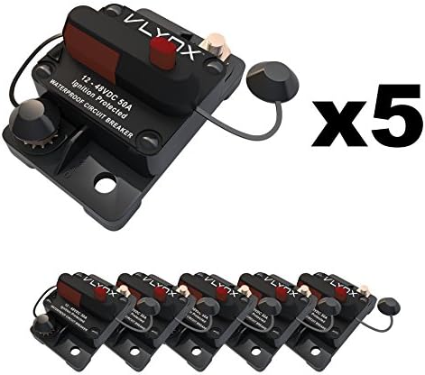QTY5 VLYNX VCB50 12V 24V Circuit Breaker 50A DC WATERPROOF W IGNITION PROTECTION