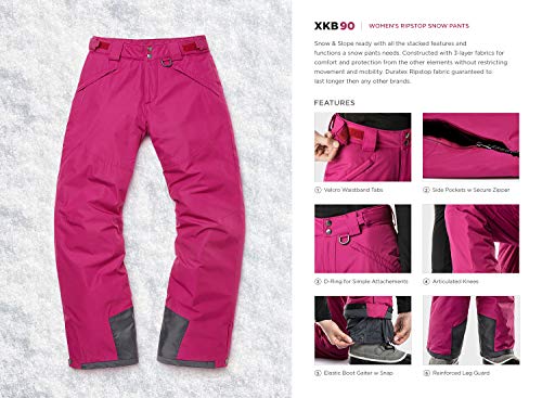 image for TSLA TM-XKB90-KLB_Large Women's Rip-Stop Snow Pants Windproof Ski Insu