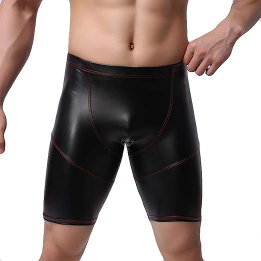 Sking Herren Boxershorts Unterhose Slip Pants Hipster Lack Leder Wetlook Männer Unterwäsche schwarz M L XL XXL