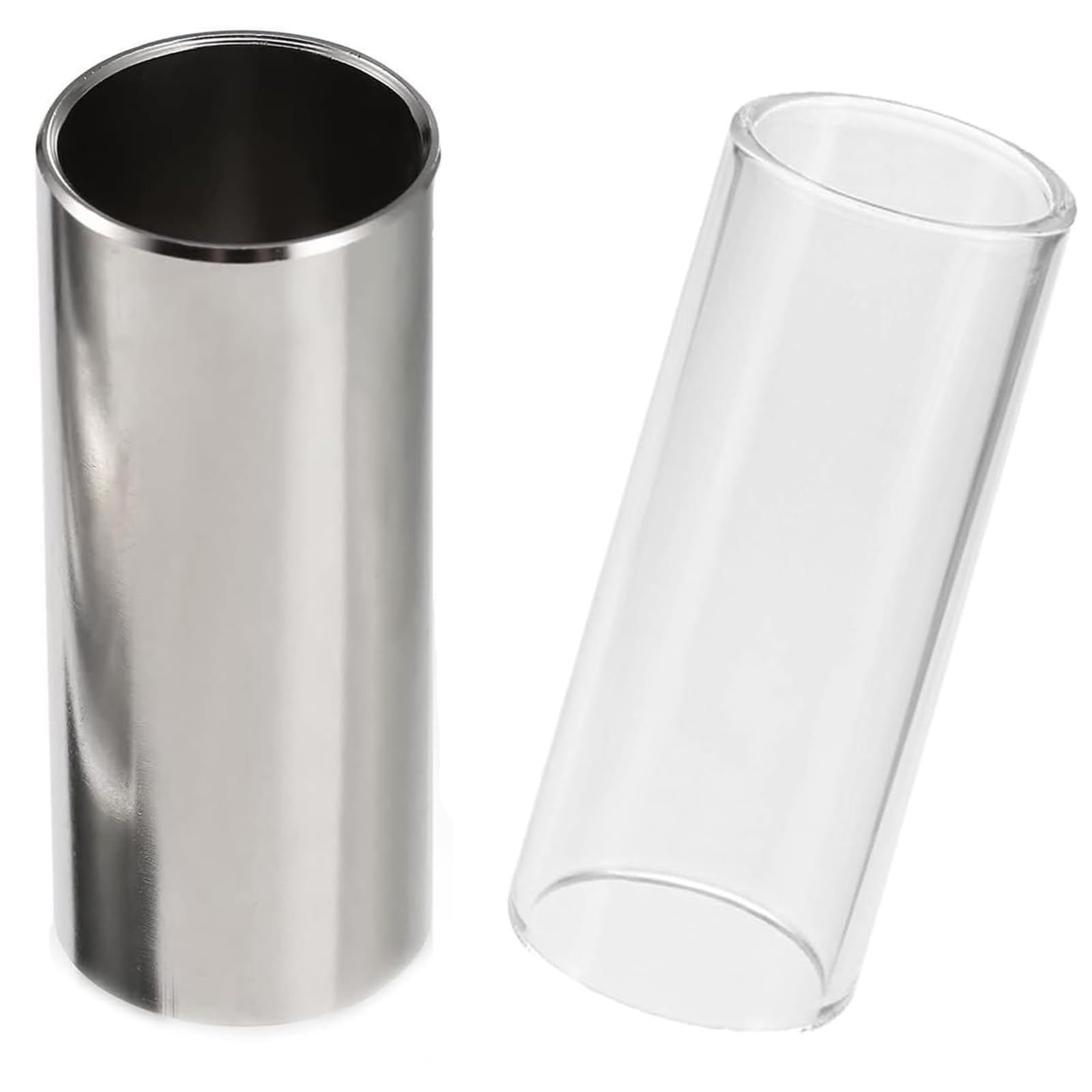 JEOPKO Guitar Slides,1PCS Glass Slide 1 PCS Stainless Steel Slider (6cm) Guitar Slider for Electric Guitar Acoustic Guitar and Bassguitar accessories.