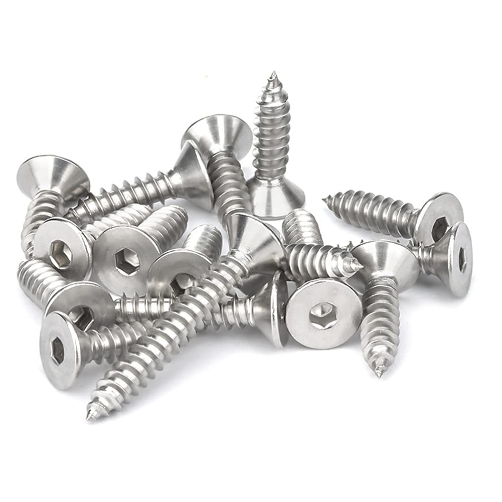 ANSIEDIO Self tapping Screws Stainless Steel Screws Hex Socket Flat Head Wood Screws, M5×35mm,20 pcs