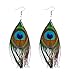 Pandahall Peacock Feather Earring Handmade Cocktail Earring Carnival Jewelry Women Dangle Halloween