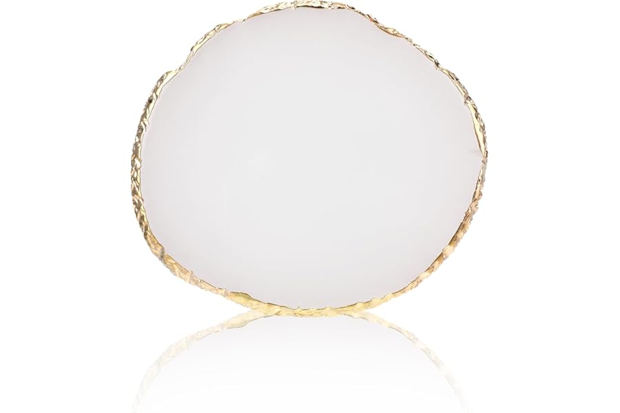 Ouligay Resin Art Palette Makeup Mixing Palette Gold Edge Nail Art Tool Gel Design Nail Art Makeup Mixing Tray DIY (White)