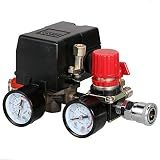 Secbolt 90-120PSI Air Compressor Pressure Control Switch with Pressure Regulator Gauges Safety Valve Fittings Set