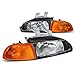 Spec-D Tuning for Honda Civic Dx Ex Dr Black Headlights, Amber Corner Signal Lights